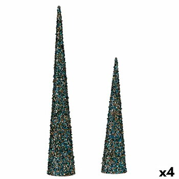 Julgranskula Krist+ Blå Gyllene Koner 9,5 x 60 x 9,5 cm Paljetter (4 antal)