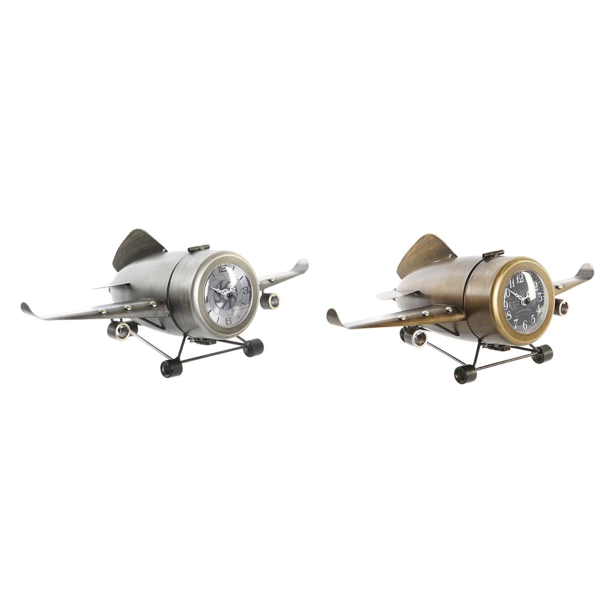 bordsklocka DKD Home Decor Gyllene Silvrig Flygplan (2 antal) - 7