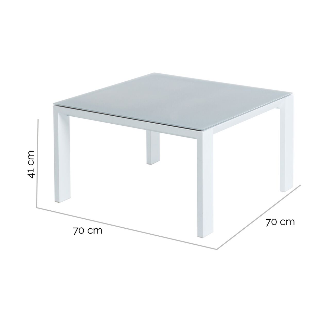 Soffbord Thais Bord Vit Aluminium Härdat glas 70 x 70 x 41 cm - 2