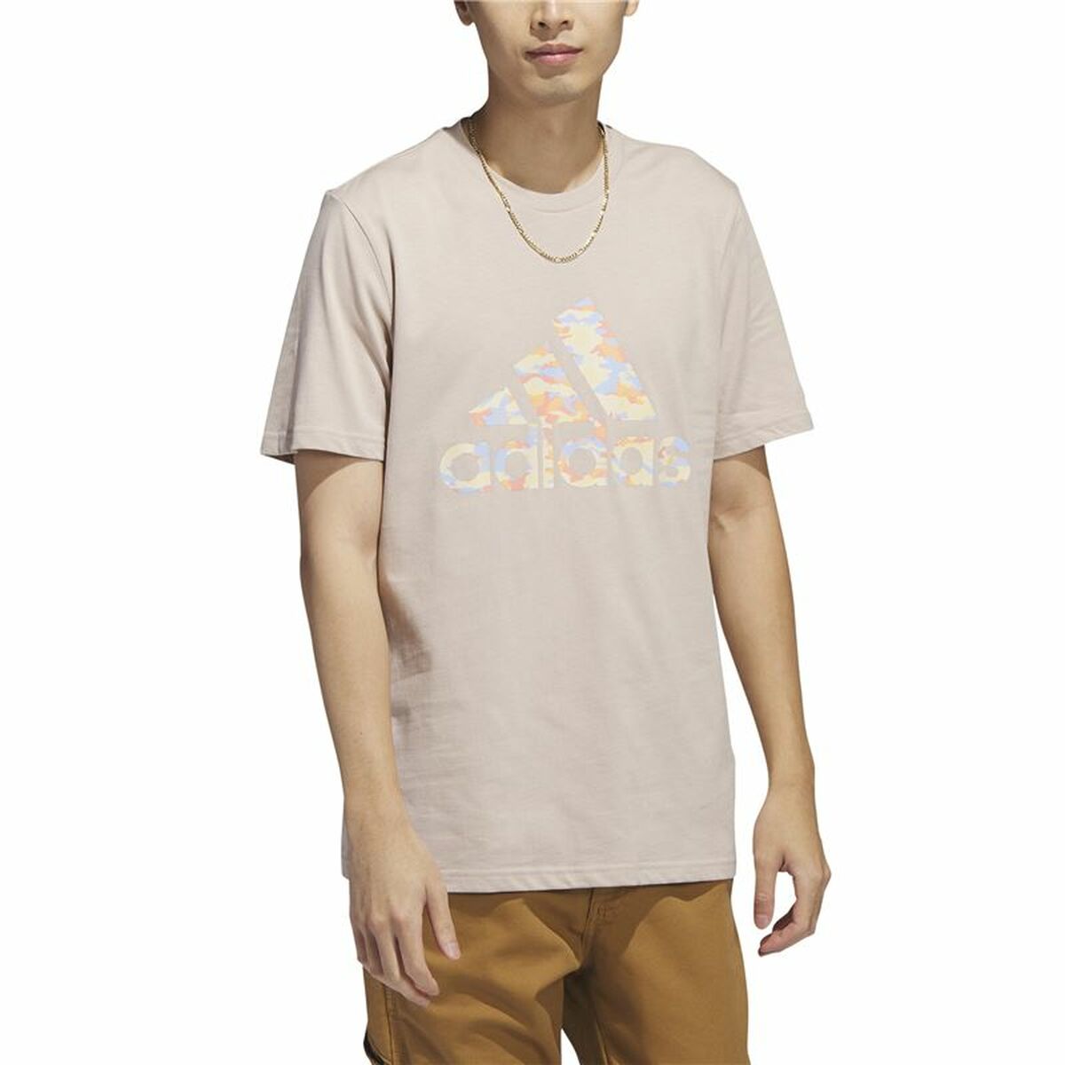 T-shirt med kortärm Herr Adidas Beige Kamouflage - 3