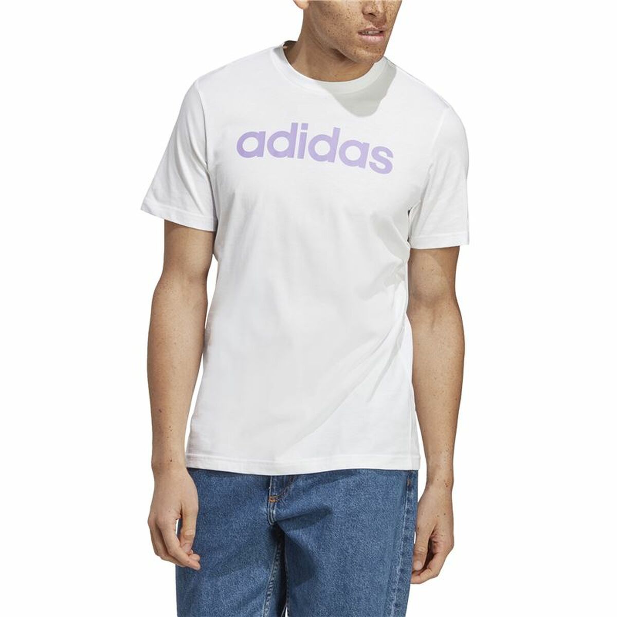 T-shirt med kortärm Herr Adidas Essentials Vit - 3