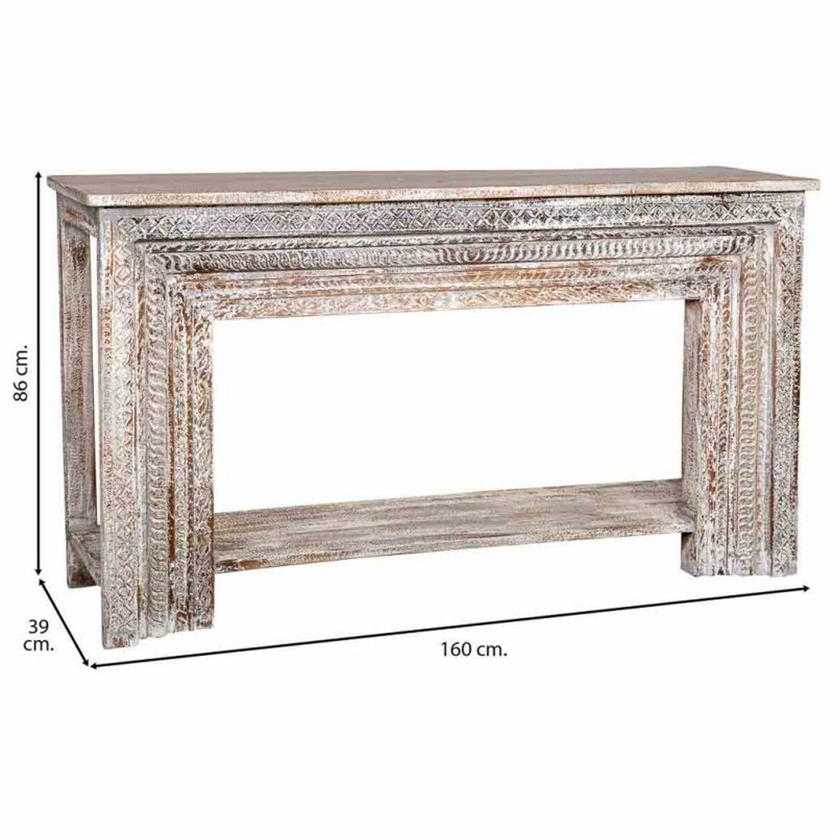 Mottagare Alexandra House Living Vit Grå 39 x 86 x 160 cm Antikbehandlad Gravyr - 4