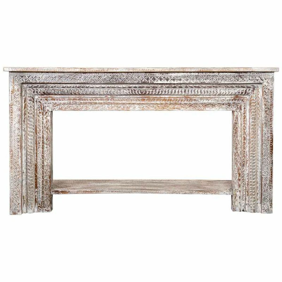 Mottagare Alexandra House Living Vit Grå 39 x 86 x 160 cm Antikbehandlad Gravyr - 2