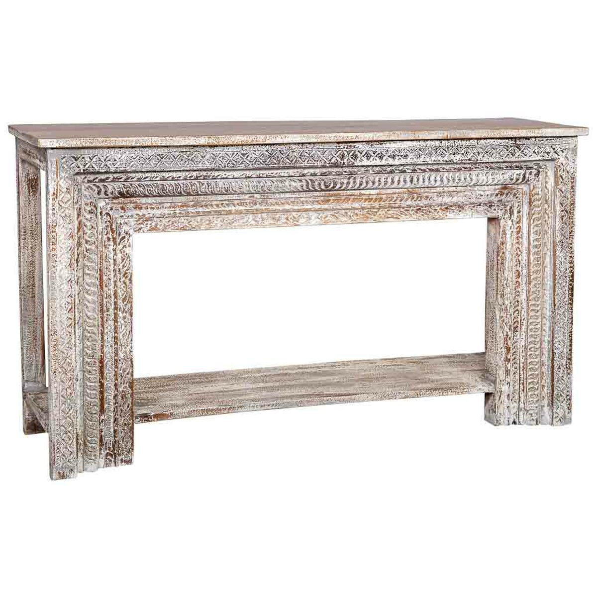 Mottagare Alexandra House Living Vit Grå 39 x 86 x 160 cm Antikbehandlad Gravyr