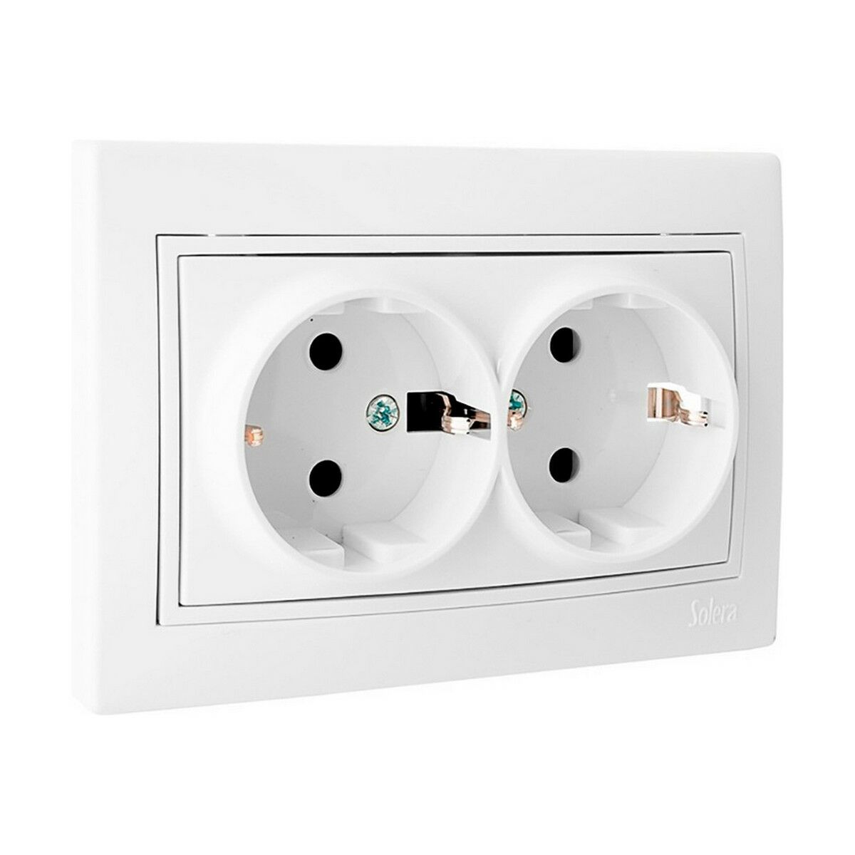Eluttag Solera Europa erp60/2u Double Slutarvy Vit Inbäddad, inbyggd 250 V 16 A - 2