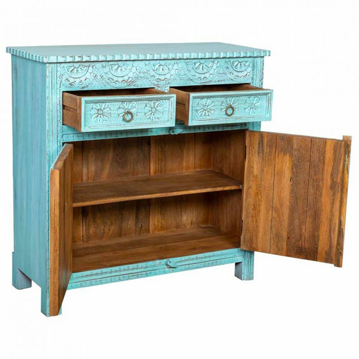 Skänk Alexandra House Living Blå Mangoträ 41 x 101 x 101 cm - 5