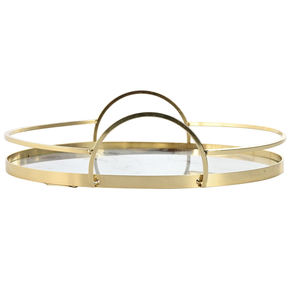 Uppsättning med Brickor Home ESPRIT Vit Gyllene Metall Glas 30 x 30 x 6 cm (2 antal) - 3