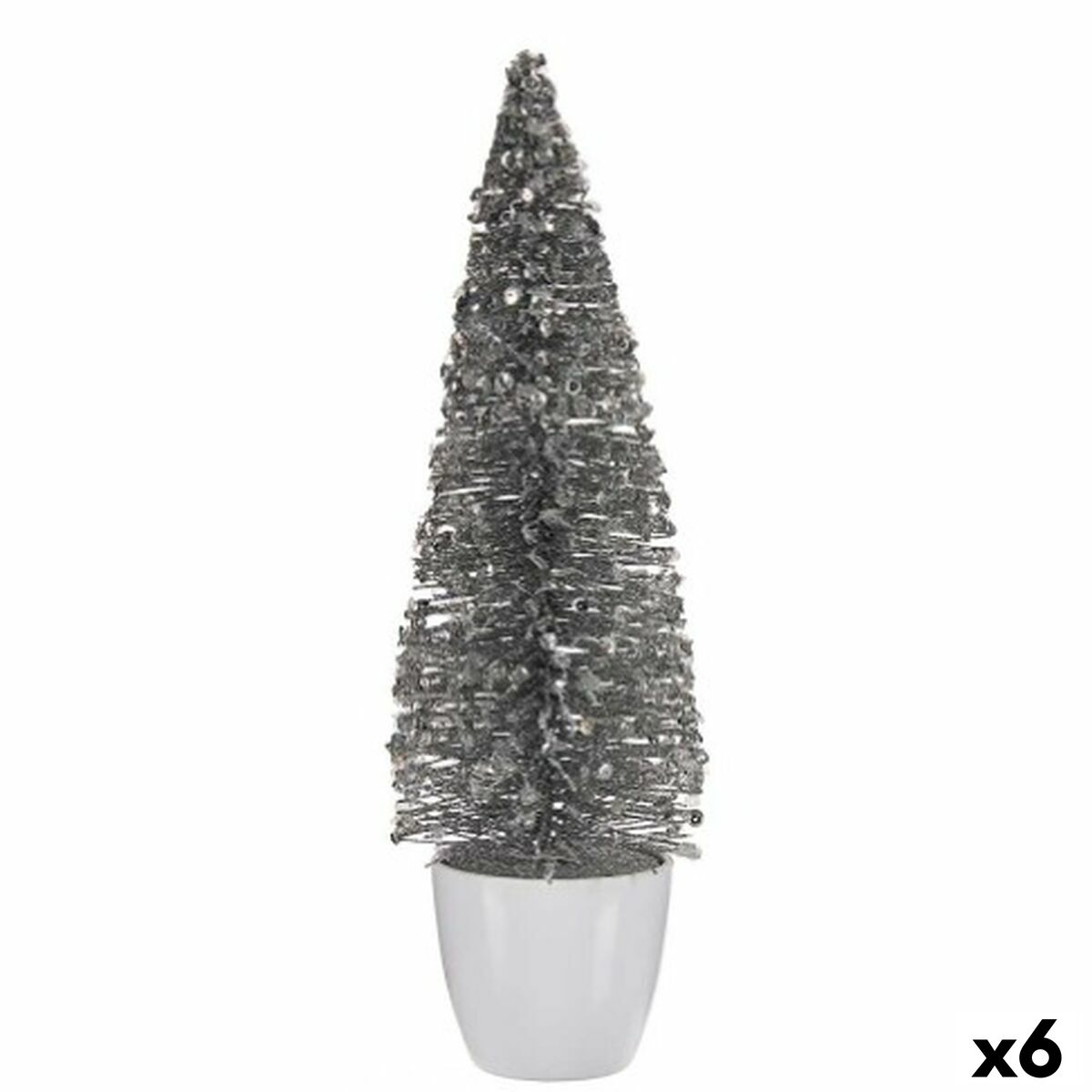 Julgran Krist+ Vit Silvrig Silver Plast Julgran 10 x 33 x 10 cm (6 antal) - 3