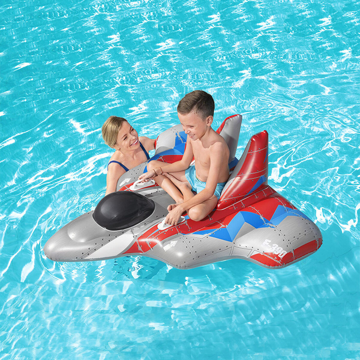 Bestway Uppblåsbar rymdskeppfigur med handtag 136x135 cm +3 år för strand och pool 41443 - 6