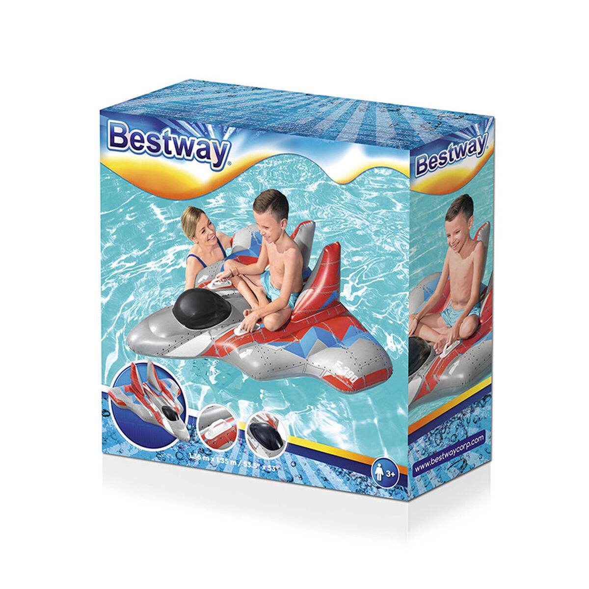 Bestway Uppblåsbar rymdskeppfigur med handtag 136x135 cm +3 år för strand och pool 41443 - 7