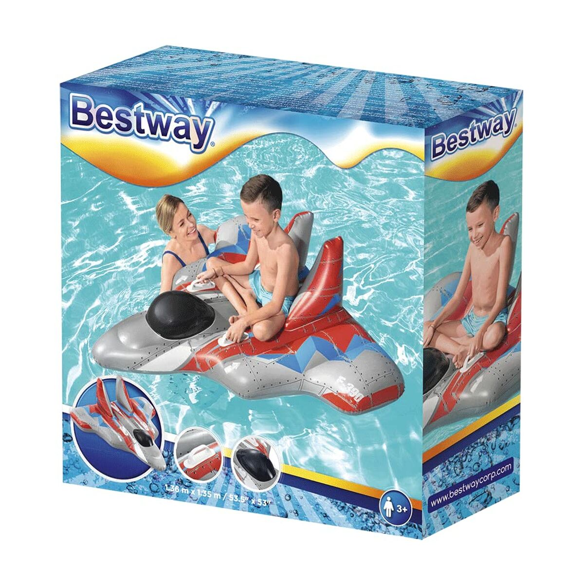 Bestway Uppblåsbar rymdskeppfigur med handtag 136x135 cm +3 år för strand och pool 41443 - 12
