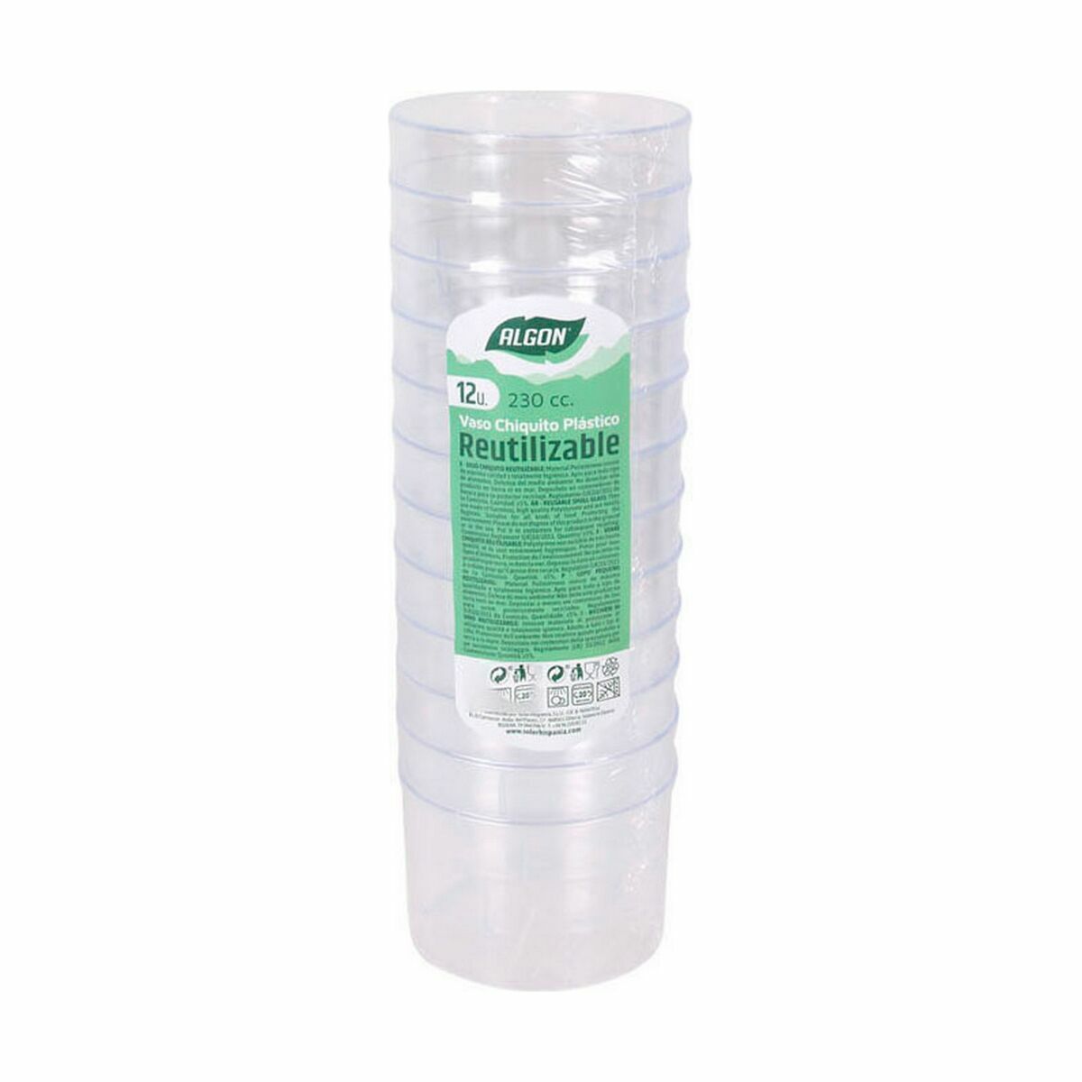 Set med återanvändbara glas Algon 230 ml Plast 12 Delar (20 antal) - 3