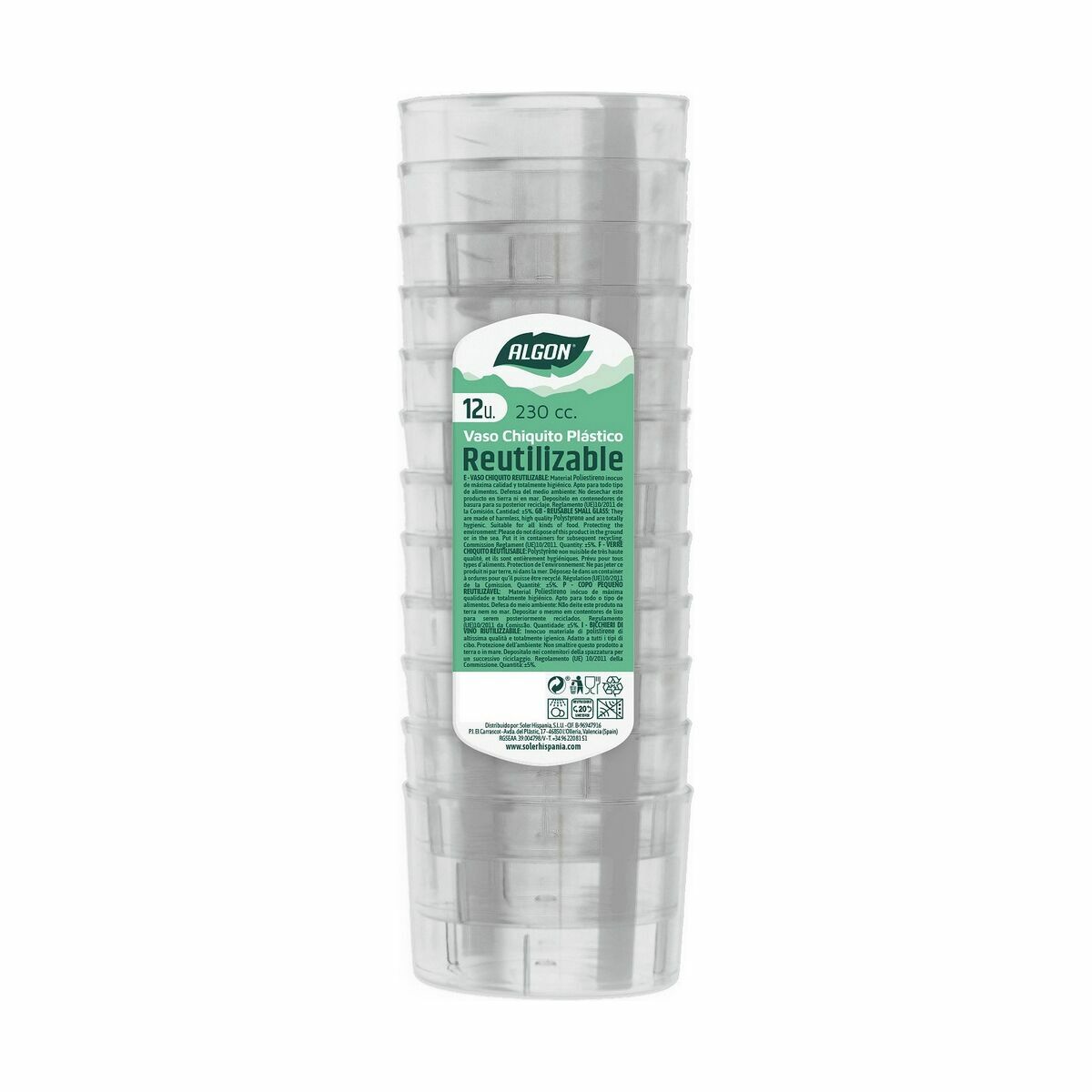 Set med återanvändbara glas Algon 230 ml Plast 12 Delar (20 antal) - 2