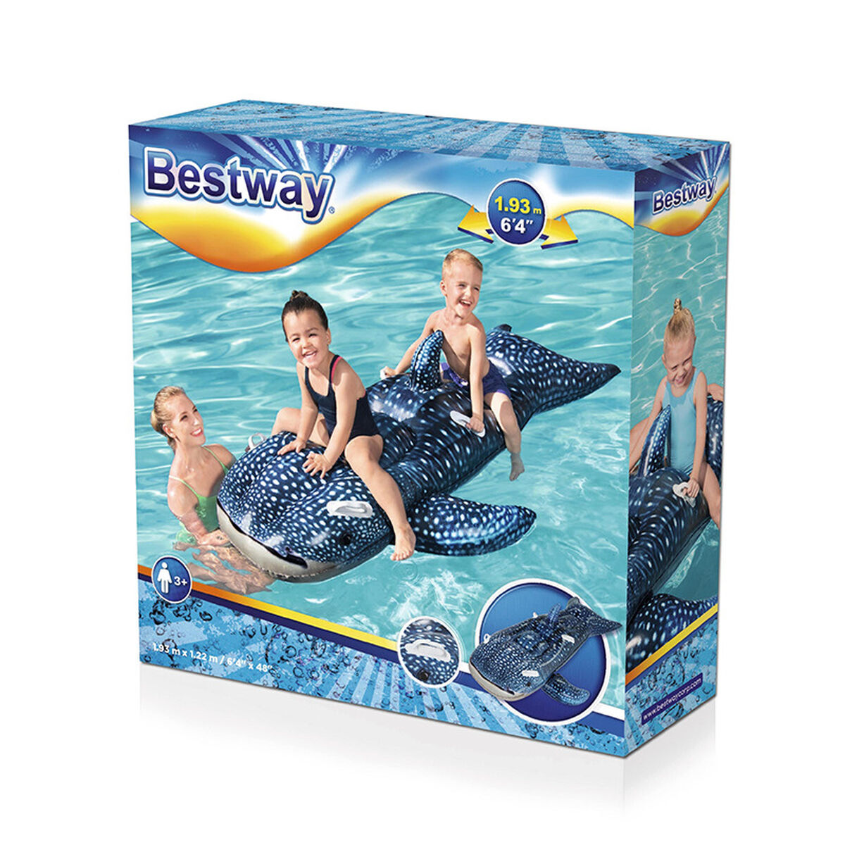 Bestway Uppblåsbart Figur Hajarval Med Handtag 193x122 cm +3 År Strand och Pool 41482 - 9