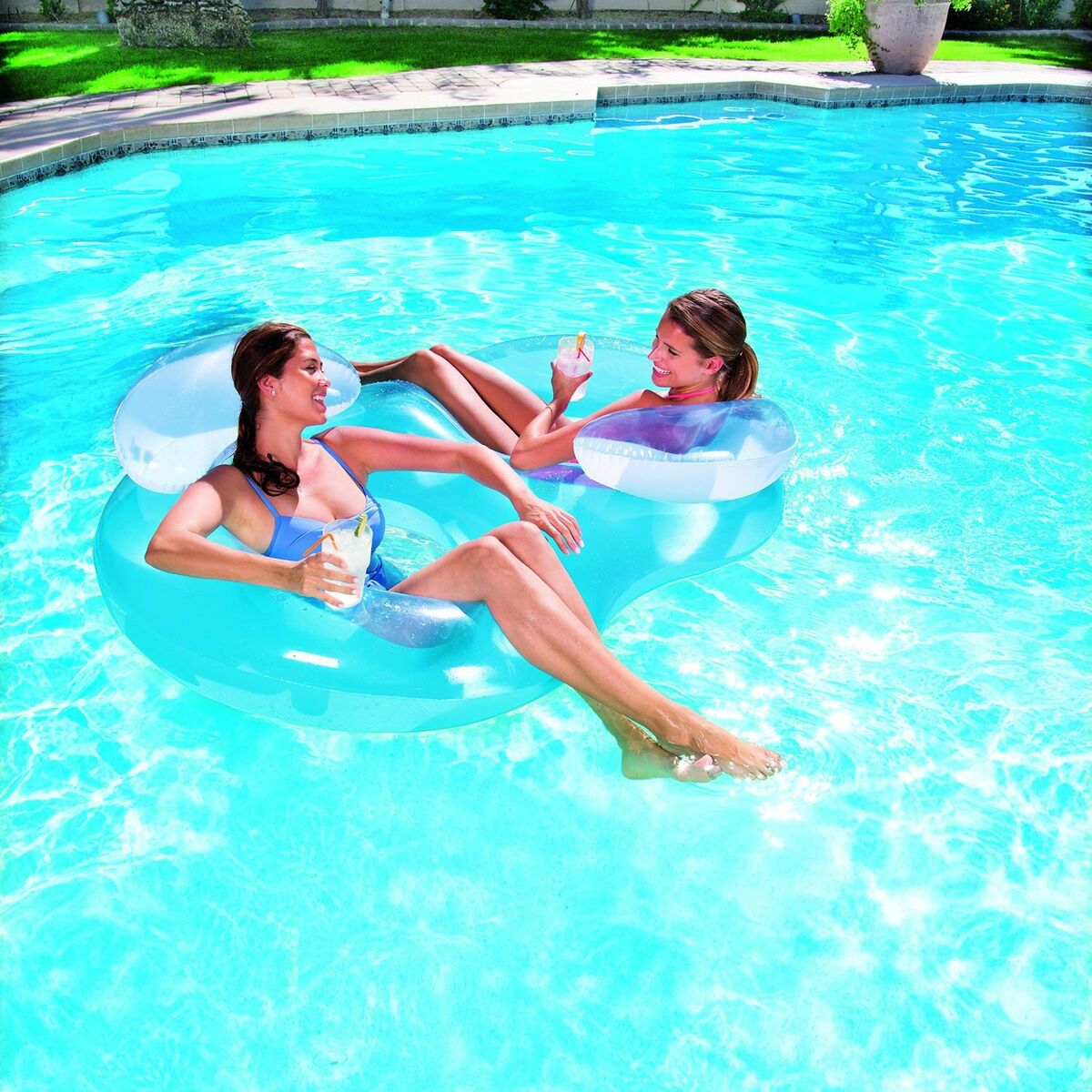 Bestway Dubbel Uppblåsbar Hjul med Kudde 188x117 cm Strand och Pool 43009 - 4