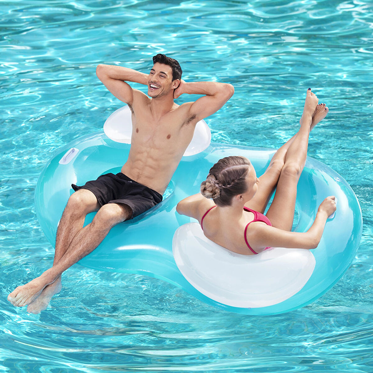 Bestway Dubbel Uppblåsbar Hjul med Kudde 188x117 cm Strand och Pool 43009 - 5