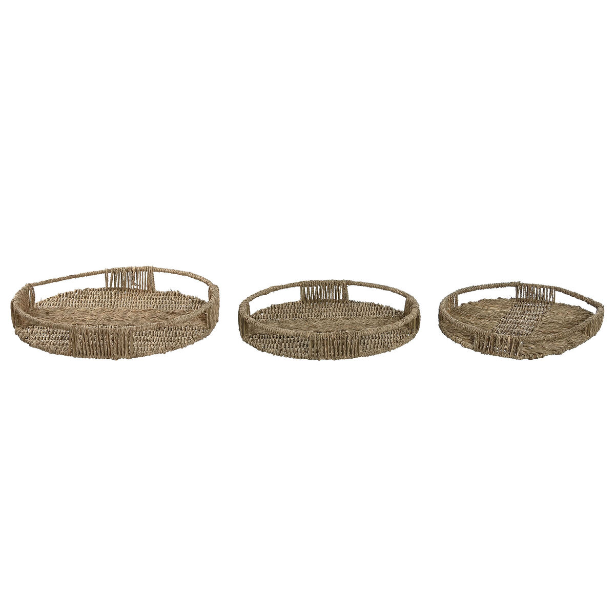 Uppsättning med Brickor Home ESPRIT Naturell Metall 45 x 45 x 7 cm (3 antal)
