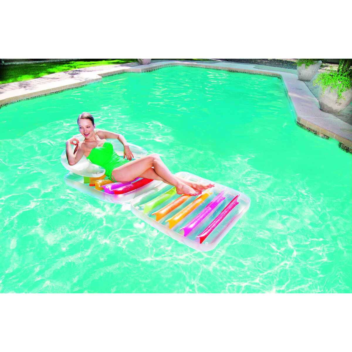 Bestway Hopfällbar Uppblåsbar Stol Regnbåge 201x89 cm Strand och Pool 43023 - 3