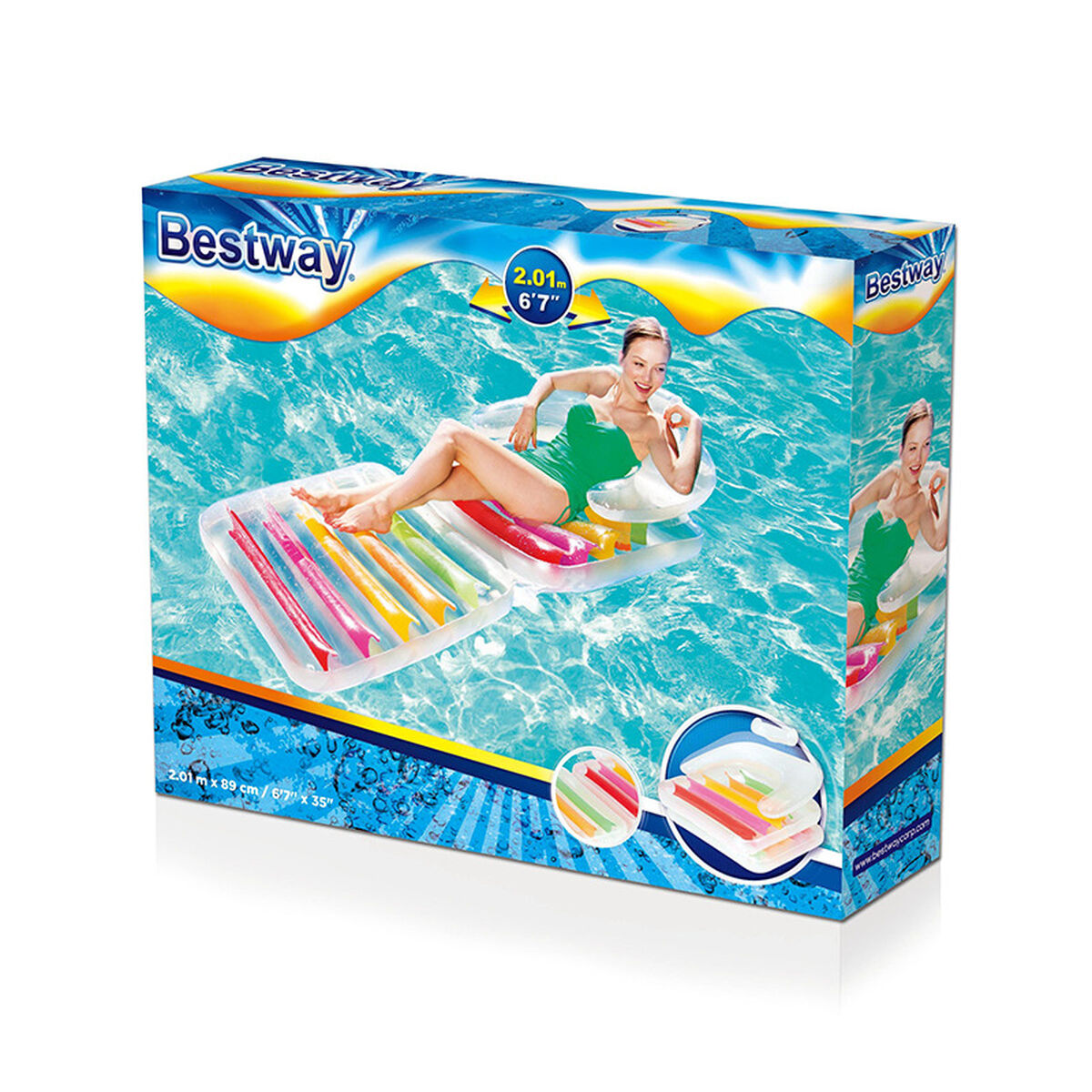 Bestway Hopfällbar Uppblåsbar Stol Regnbåge 201x89 cm Strand och Pool 43023 - 8
