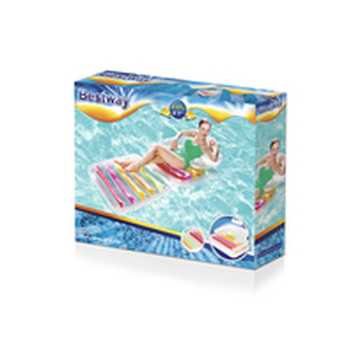 Bestway Hopfällbar Uppblåsbar Stol Regnbåge 201x89 cm Strand och Pool 43023 - 6