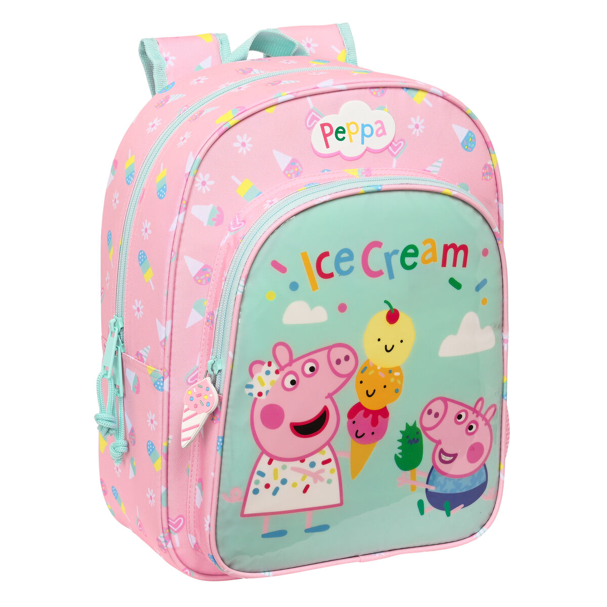 Skolryggsäck Peppa Pig Ice cream Rosa Mint 26 x 34 x 11 cm