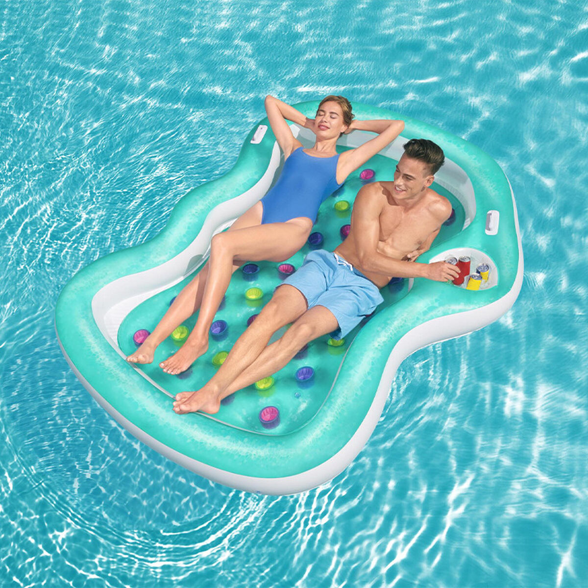 Bestway Dubbel Uppblåsbar Glas med Kylare 224x174 cm Strand och Pool 43045 - 10