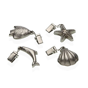 Klämma för bordsduk Versa Metall Zinklegering 7 x 6,8 cm Havsblå 4 Delar