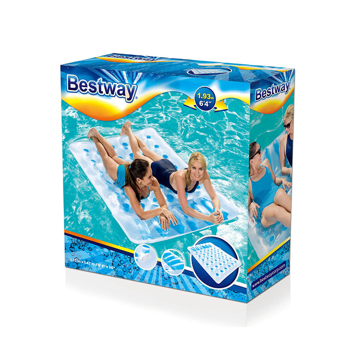 Bestway Dubbel Uppblåsbar Flyter Glas 193x142 cm Strand och Pool 43055 - 9