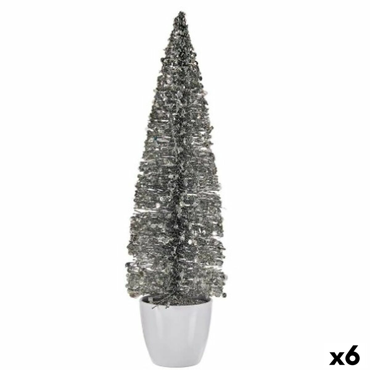 Julgran Krist+ 2402/15-2-1 Silvrig Silver Plast Julgran 10 x 38 x 10 cm (6 antal)