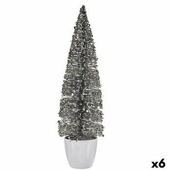 Julgran Krist+ 2402/15-2-1 Silvrig Silver Plast Julgran 10 x 38 x 10 cm (6 antal)
