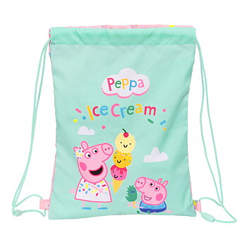 Skopåse med remmar Peppa Pig Ice cream Rosa Mint 26 x 34 x 1 cm