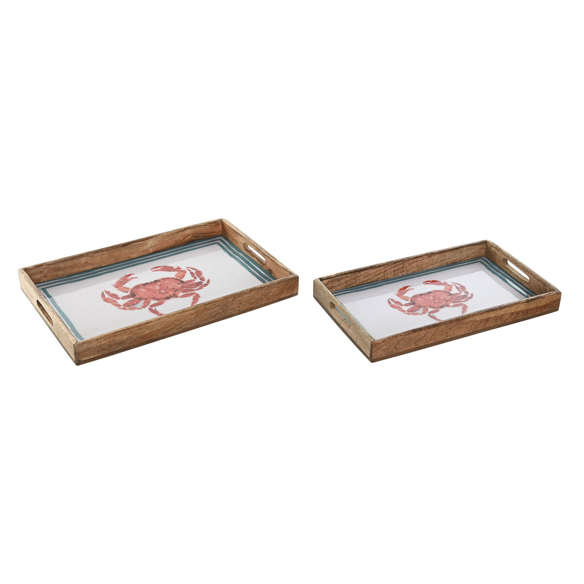 Uppsättning med Brickor Home ESPRIT Multicolour Mangoträ 43,5 x 27 x 5,5 cm (2 antal) - 2