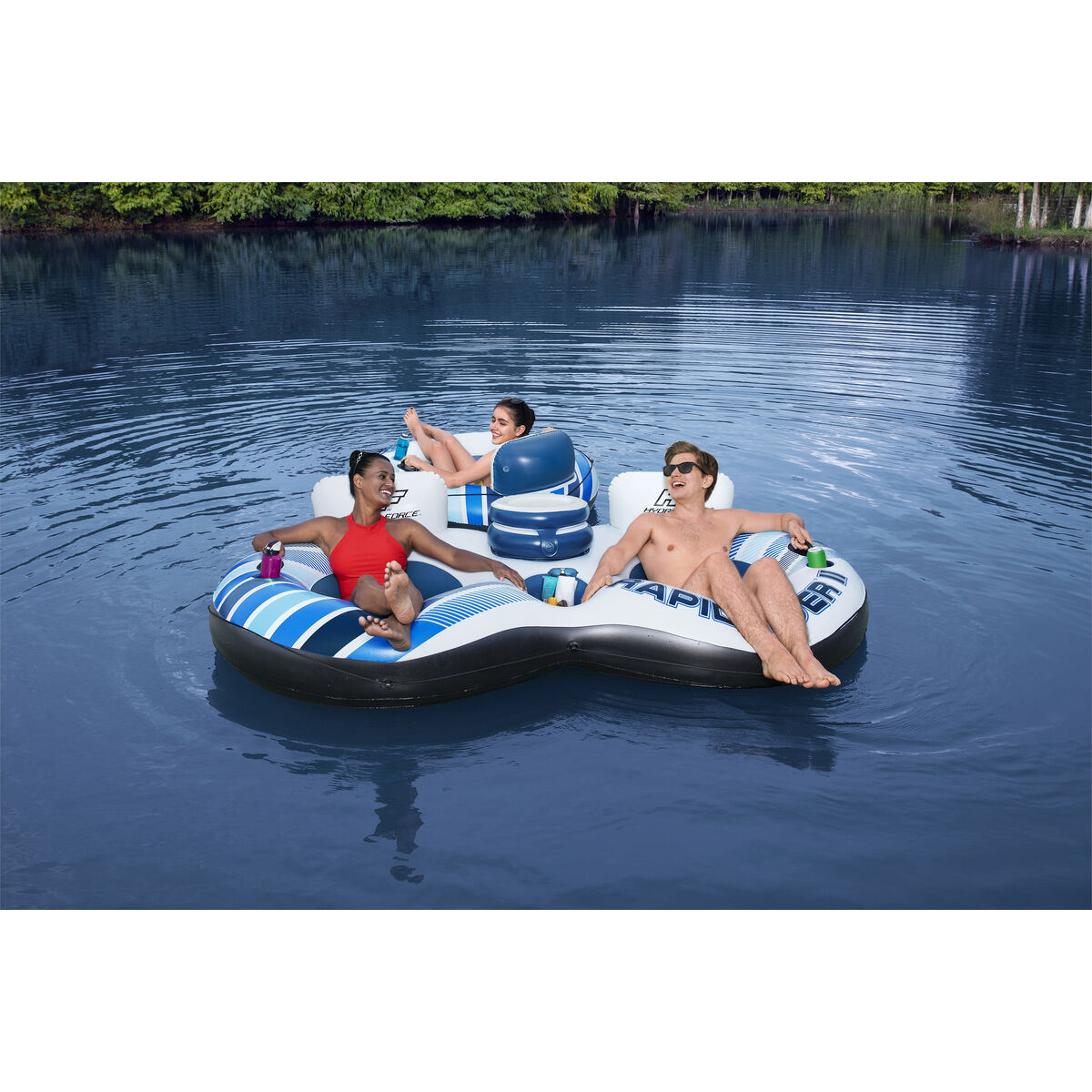 Bestway Dubbel Uppblåsbar Hjul med Handtag Rapid Rider 251x132 cm Strand och Pool 43113 - 3