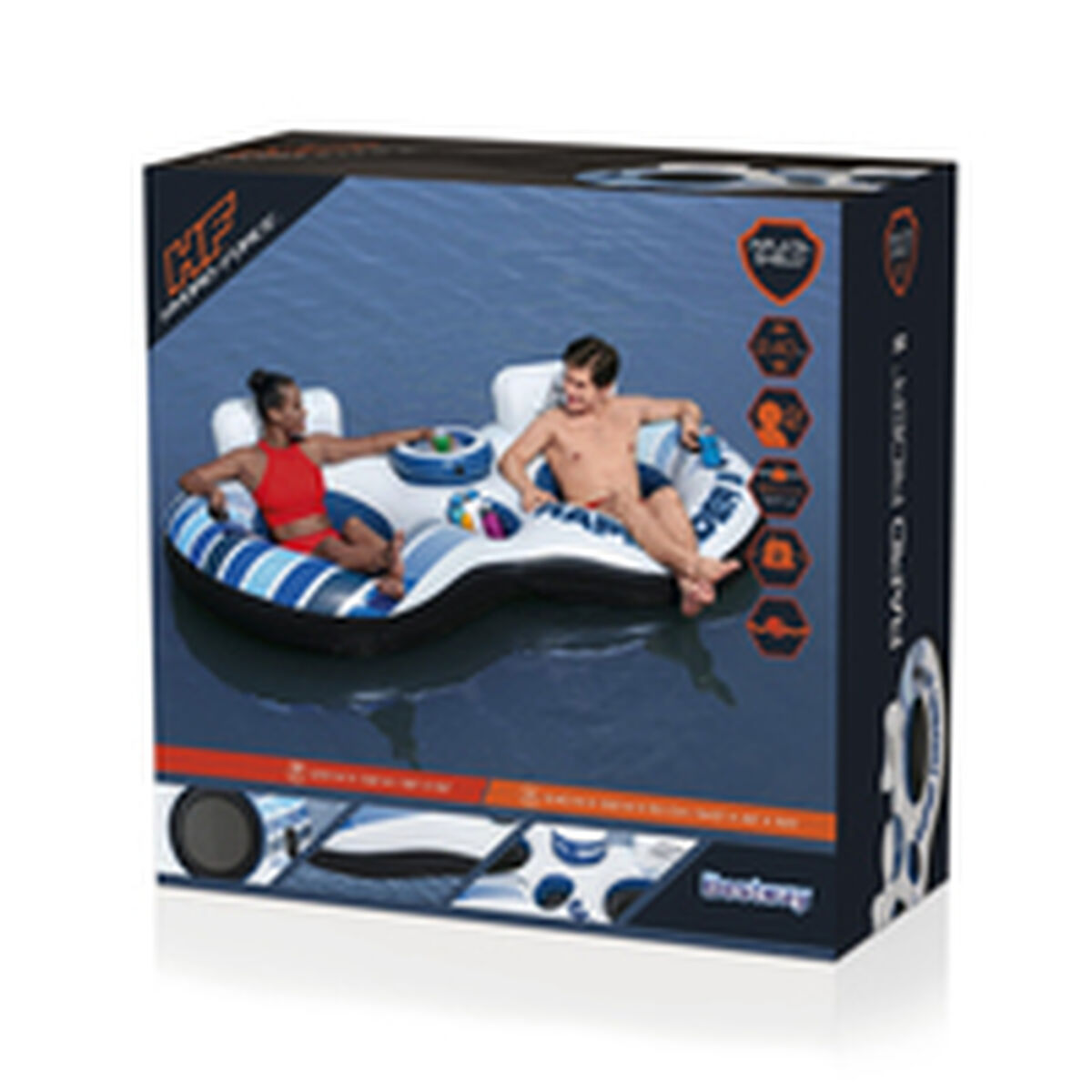 Bestway Dubbel Uppblåsbar Hjul med Handtag Rapid Rider 251x132 cm Strand och Pool 43113 - 4