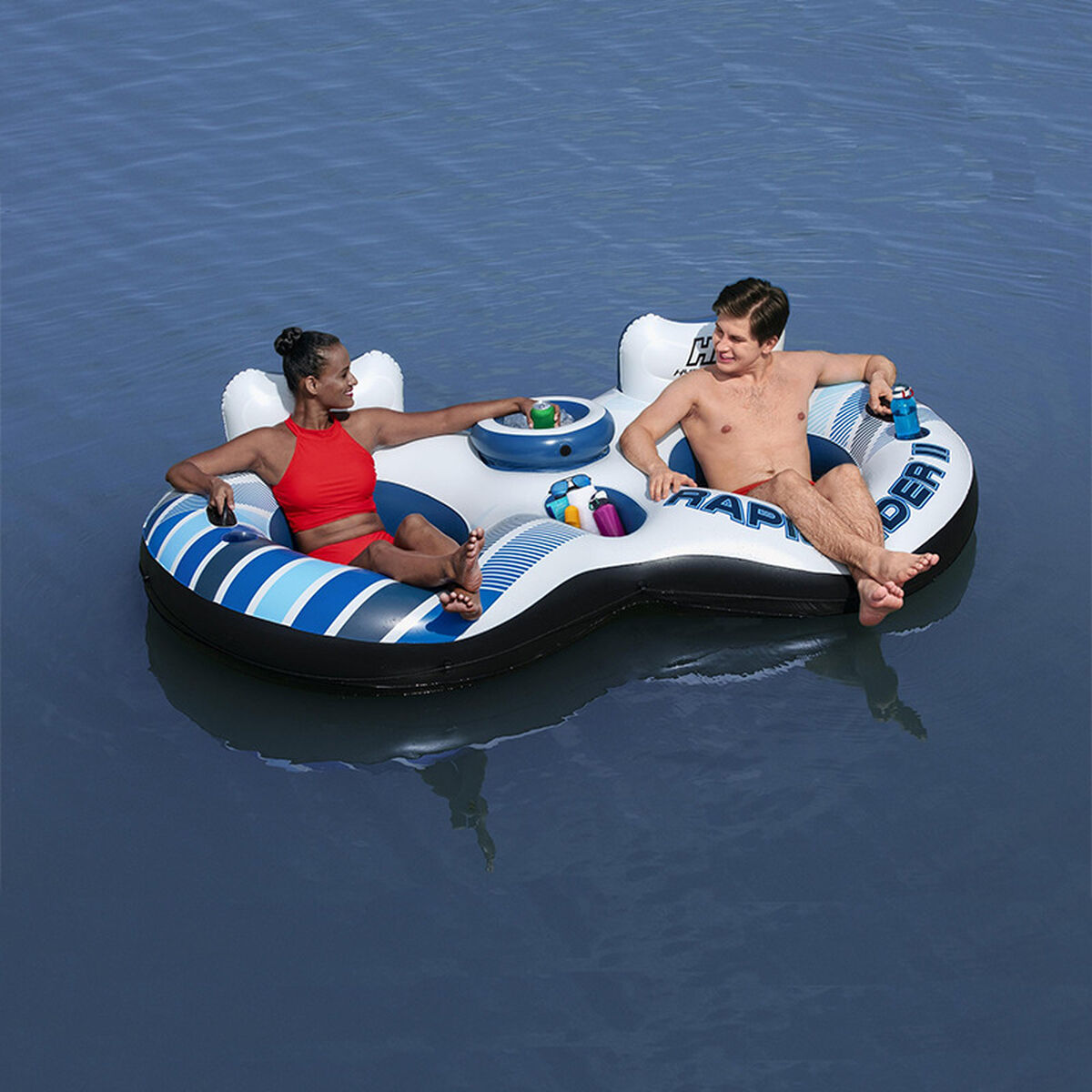 Bestway Dubbel Uppblåsbar Hjul med Handtag Rapid Rider 251x132 cm Strand och Pool 43113 - 10