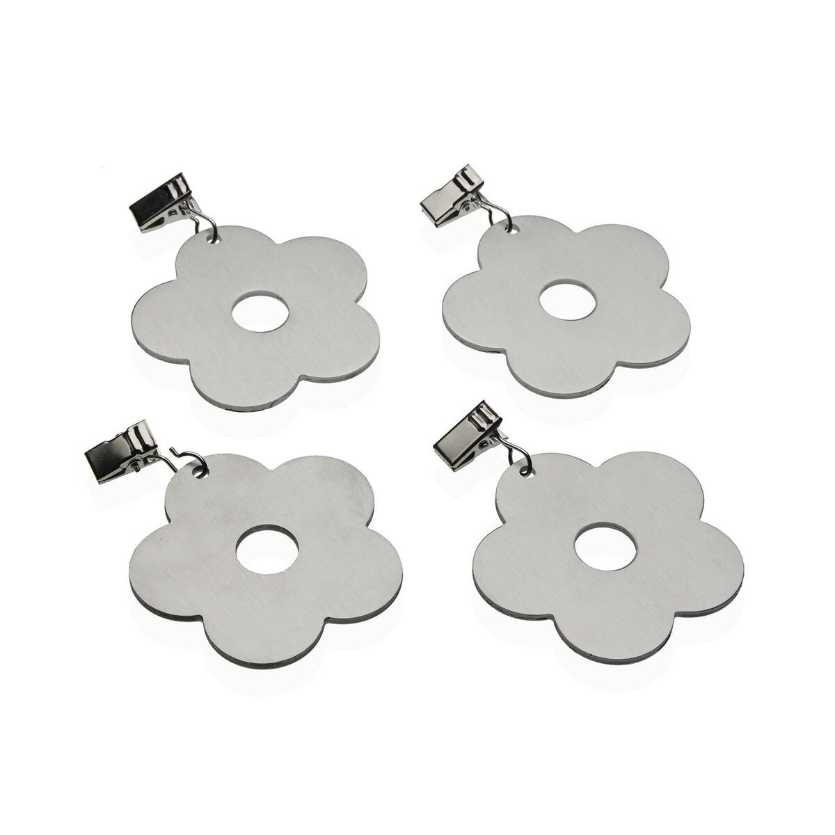 Klämma för bordsduk Versa Metall Zinklegering 7 x 6,8 cm Blomster 4 Delar