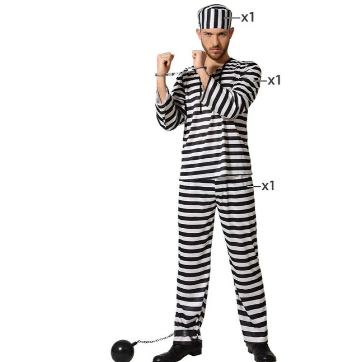 Maskeraddräkt vuxna Prisoner Multicolour Fånge