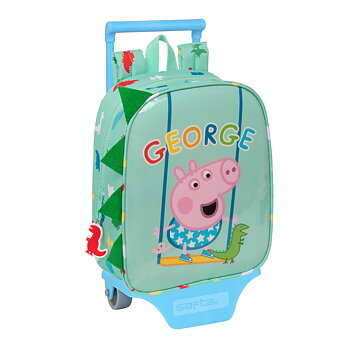 Skolväska med hjul Peppa Pig Grön 22 x 27 x 10 cm