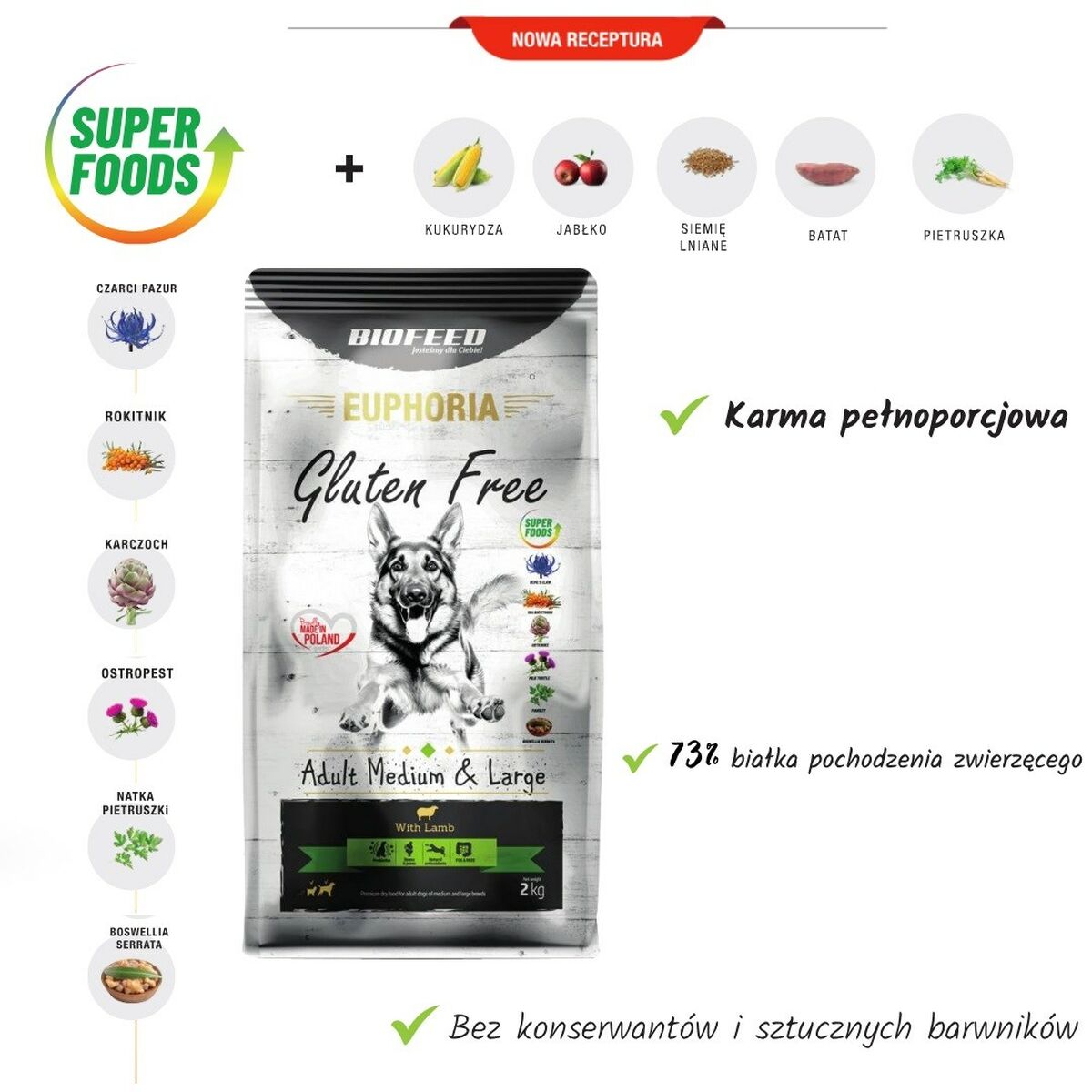 Foder Biofeed Adult Medium & Large Lamm 12 kg - 2