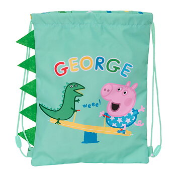 Skopåse med remmar Peppa Pig George Mint 26 x 34 x 1 cm