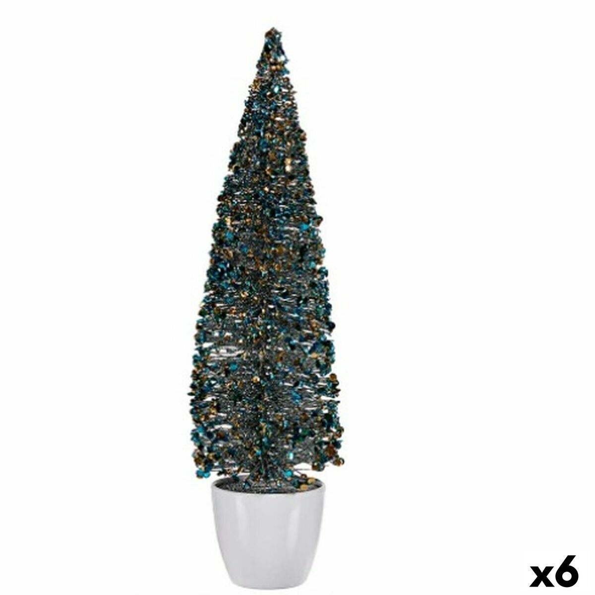 Julgran Krist+ Blå Gyllene Plast Julgran 10 x 38 x 10 cm (6 antal)