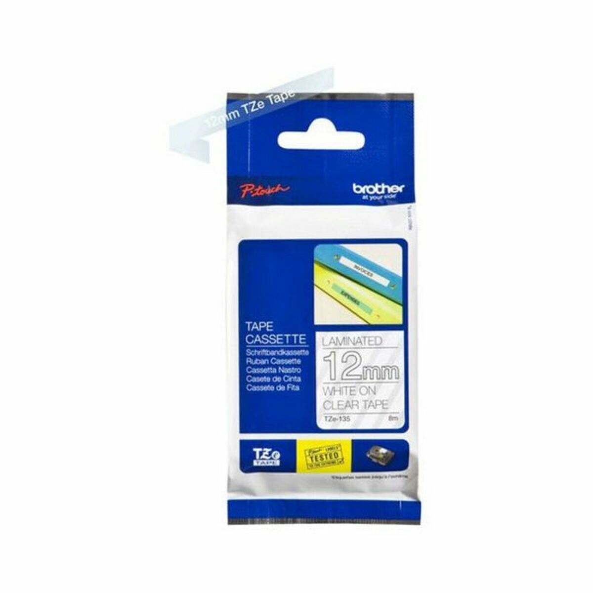 Laminerat Band till Etikettskrivare Brother Cinta laminada 12mm Vit Transparent 12 mm x 8 m - 3