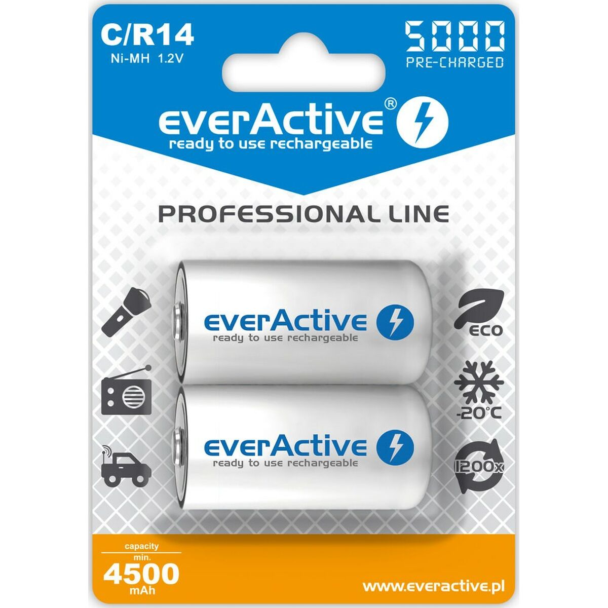 Laddningsbara Batterier EverActive EVHRL14-5000 1,2 V 5000 mAh - 2