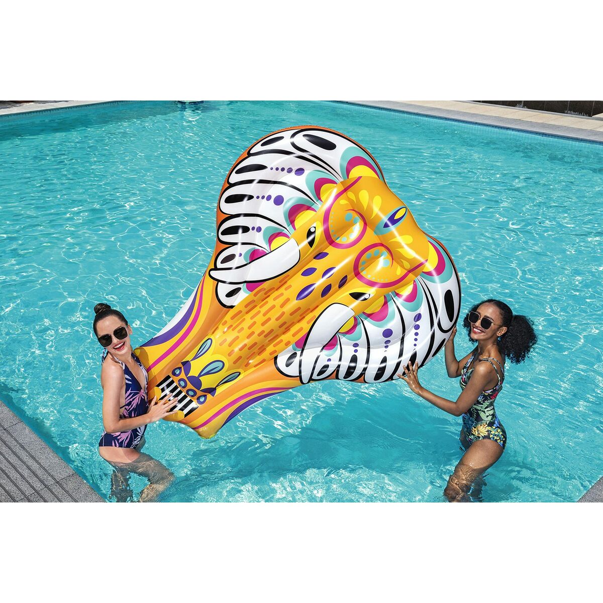 Bestway Uppblåsbar Aztekisk Elefantbadmadrass 183x153 cm Strand och Pool 43391 - 2