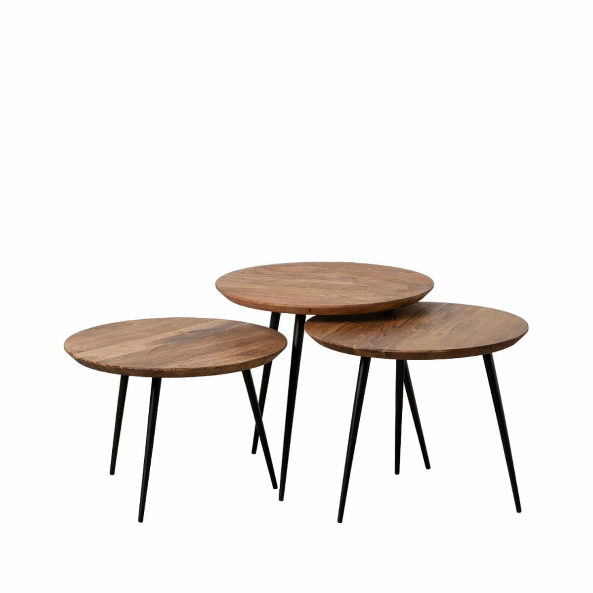 3-bordsset Svart Naturell 50 x 50 x 45 cm