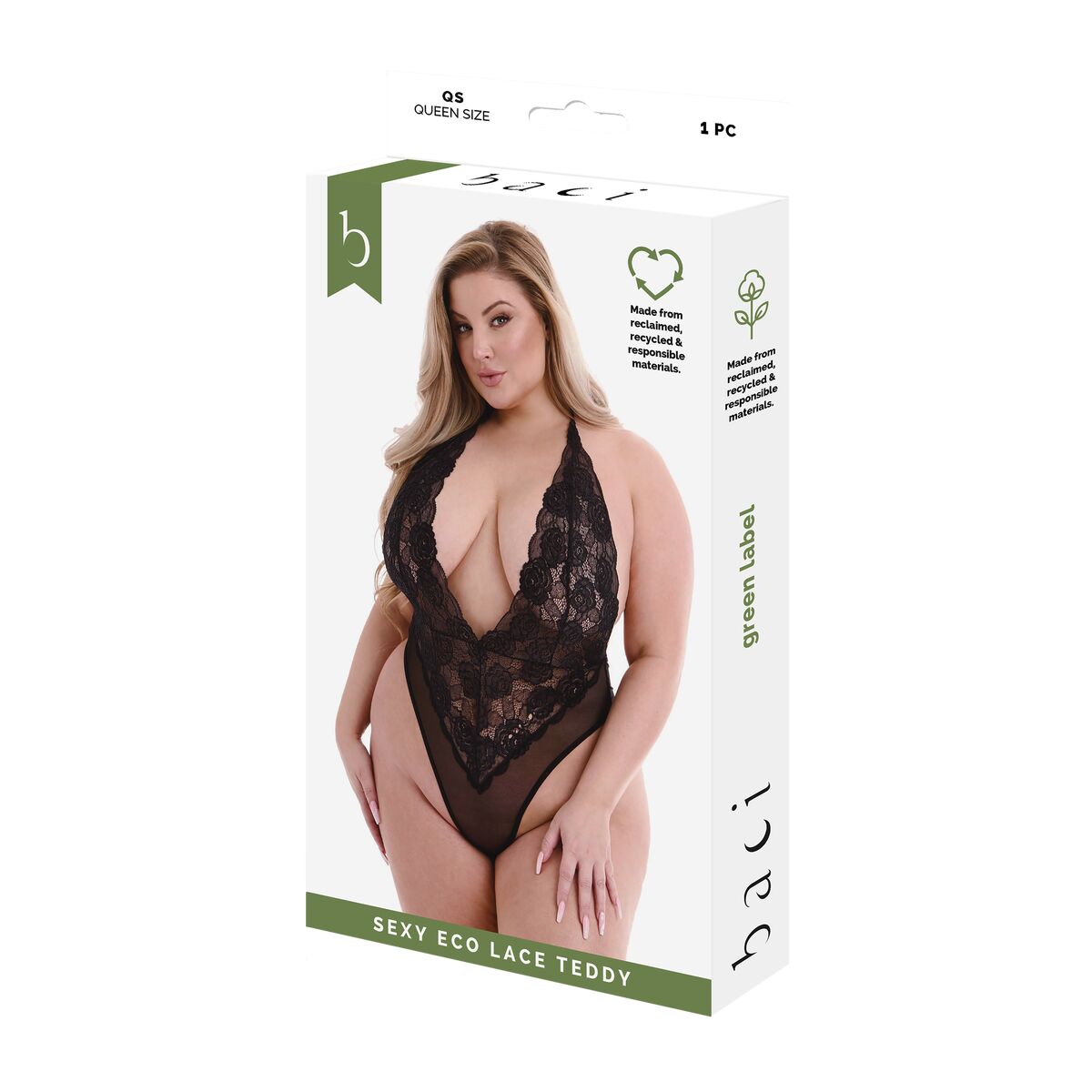 Set med underkläder Baci Lingerie Eco Lace Teddy Svart (Queen)