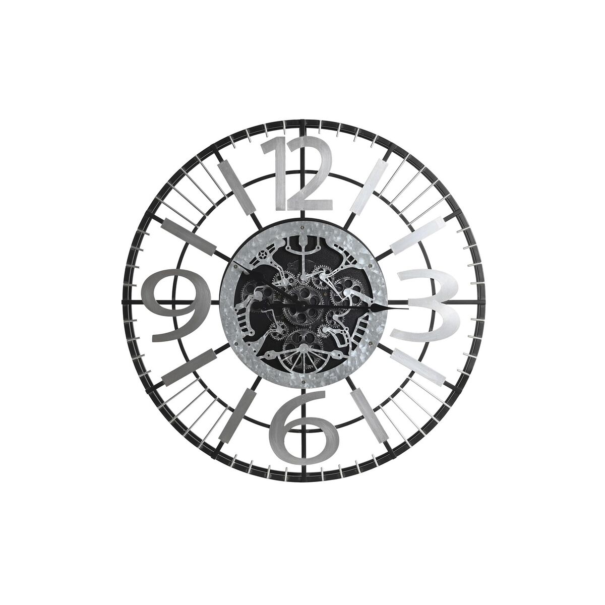 Väggklocka DKD Home Decor Silvrig Svart Järn (80 x 7 x 80 cm)