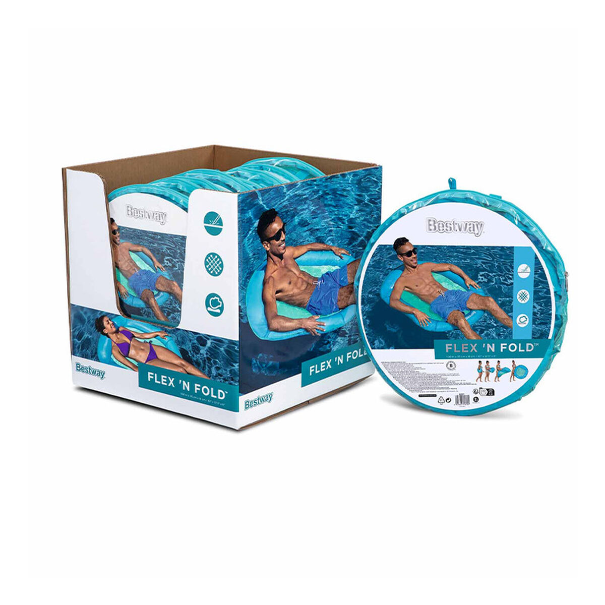 Bestway Luftmadrass Flex' n Fold 106x95 cm Strand och Pool 43551 - 9