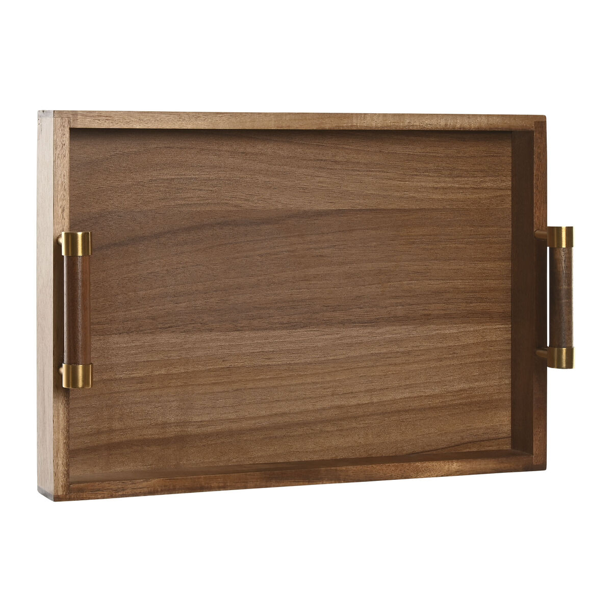 Snacksbricka Home ESPRIT Gyllene Naturell Metall Akaciaträ 39 x 26,5 x 8 cm - 3