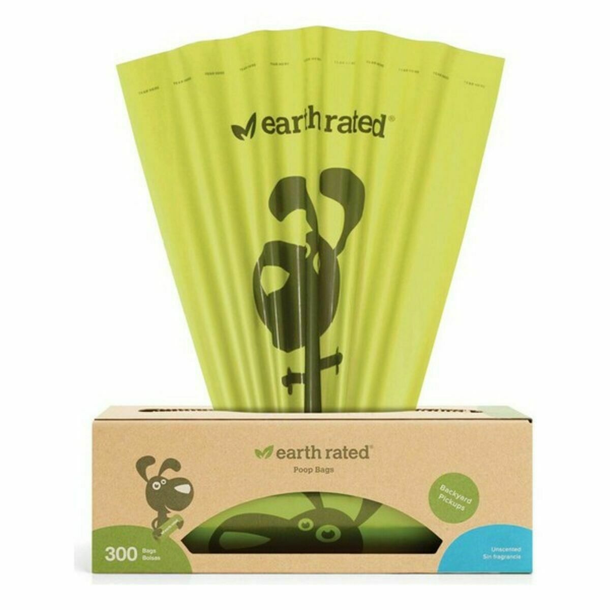 Hållare för bajspåsar Earth Rated UNSCENTBIO300 Papper Plast (300 uds)